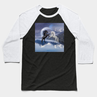Horses and Moon Baseball T-Shirt