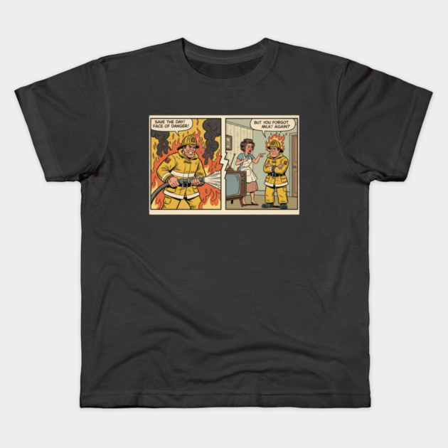 Always Fighting Fires… Just Different Ones | Funny Retro Firefighter Humor Design Kids T-Shirt by  Shift Happens: Gear for the Ones Who Keep It Moving