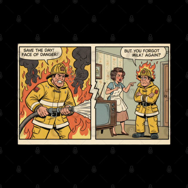 Always Fighting Fires… Just Different Ones | Funny Retro Firefighter Humor Design by  Shift Happens: Gear for the Ones Who Keep It Moving