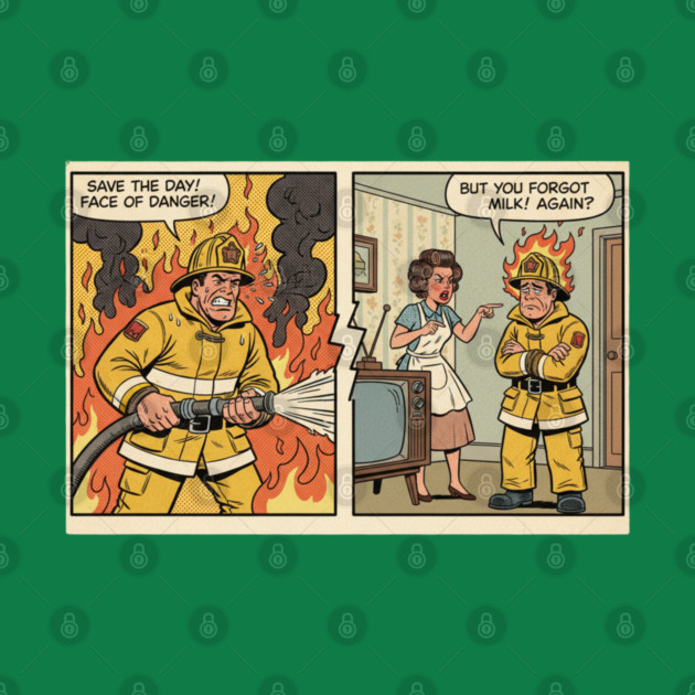 Always Fighting Fires… Just Different Ones | Funny Retro Firefighter Humor Design by  Shift Happens: Gear for the Ones Who Keep It Moving