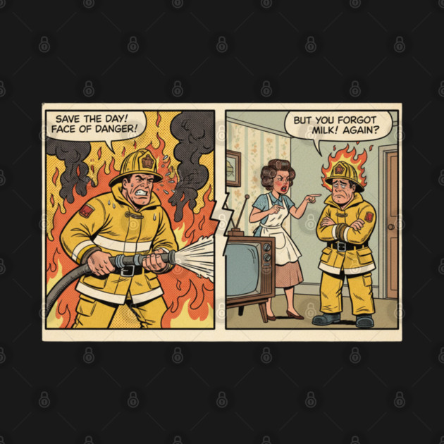 Always Fighting Fires… Just Different Ones | Funny Retro Firefighter Humor Design by  Shift Happens: Gear for the Ones Who Keep It Moving