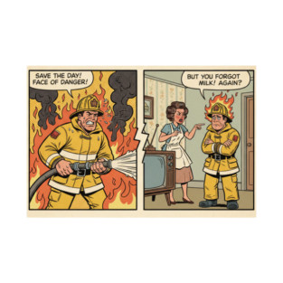 Always Fighting Fires… Just Different Ones | Funny Retro Firefighter Humor Design Sticker