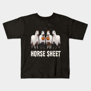 Horse Sheet Ghost Halloween Spooky Season Kids T-Shirt