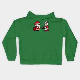 8-bit Christmas Santa and Mrs. Clause Kids Hoodie