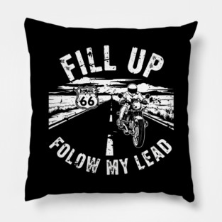 Fill Up Route 66 Motorcycle Riding Adventure Pillow