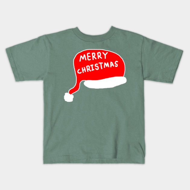 Merry Christmas - Santa Hat Kids T-Shirt by Creatifly Graphic Tees
