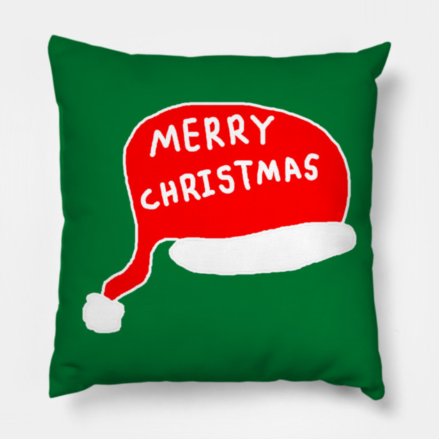 Merry Christmas - Santa Hat Pillow by Creatifly Graphic Tees
