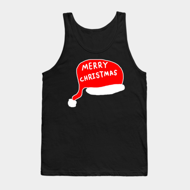 Merry Christmas - Santa Hat Tank Top by Creatifly Graphic Tees