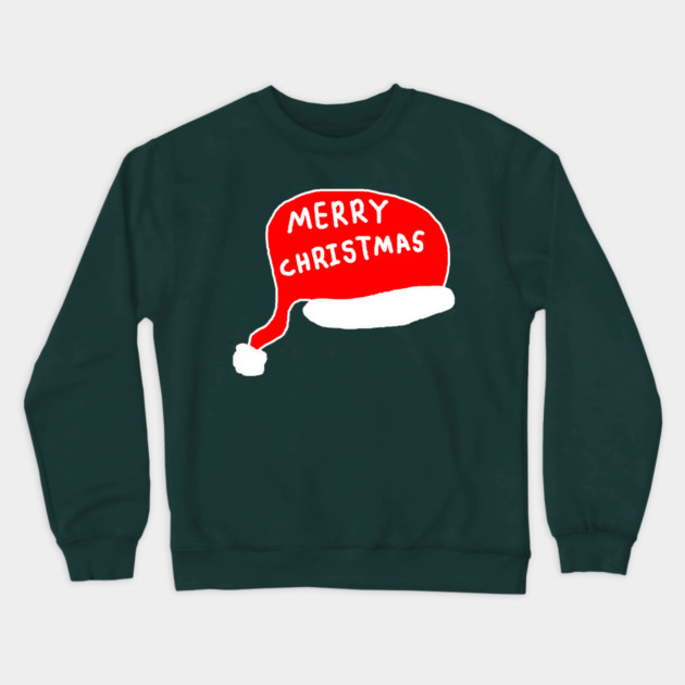 Merry Christmas - Santa Hat Crewneck Sweatshirt by Creatifly Graphic Tees