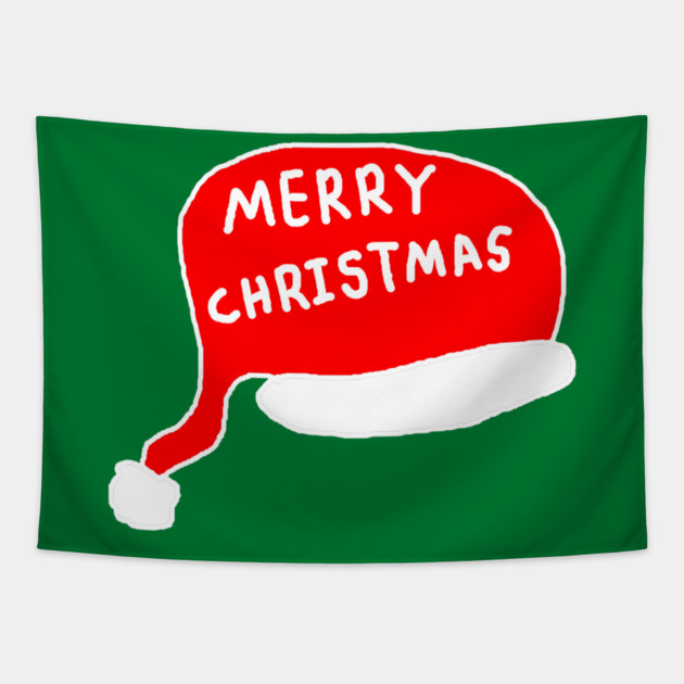 Merry Christmas - Santa Hat Tapestry by Creatifly Graphic Tees