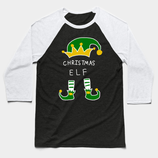 Christmas Elf Baseball T-Shirt by Creatifly Graphic Tees