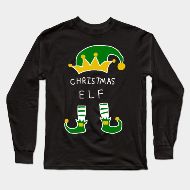 Christmas Elf Long Sleeve T-Shirt by Creatifly Graphic Tees