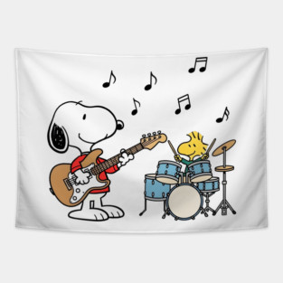 Snoopy and Woodstock Rock Band Tapestry