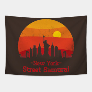 New York Street Samurai Tapestry