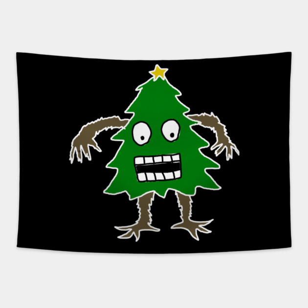Christmas Tree Man Tapestry by Creatifly Graphic Tees