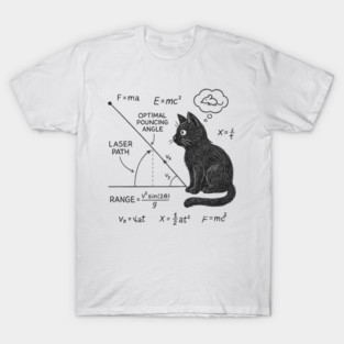 Physics Cat Chasing Laser Diagram T-Shirt
