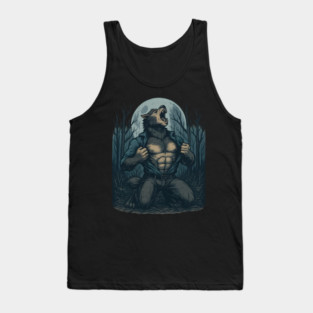 Werewolf Transformation Under Full Moon Vintage Horror Tank Top