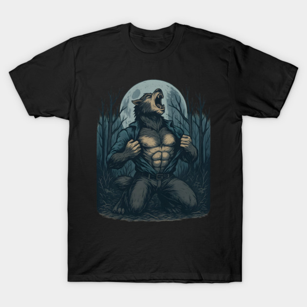Werewolf Transformation Under Full Moon Vintage Horror T-Shirt by ArtistTee ⭐⭐⭐⭐⭐