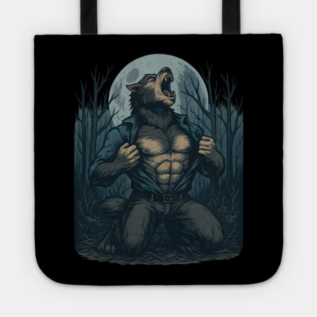 Werewolf Transformation Under Full Moon Vintage Horror Tote by ArtistTee ⭐⭐⭐⭐⭐
