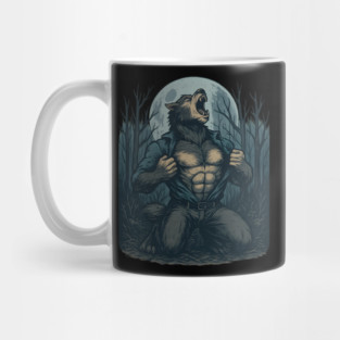 Werewolf Transformation Under Full Moon Vintage Horror Mug