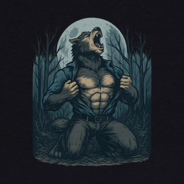 Werewolf Transformation Under Full Moon Vintage Horror by ArtistTee ⭐⭐⭐⭐⭐