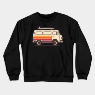 Retro Surf Van Vintage Beach Bus Graphic Crewneck Sweatshirt