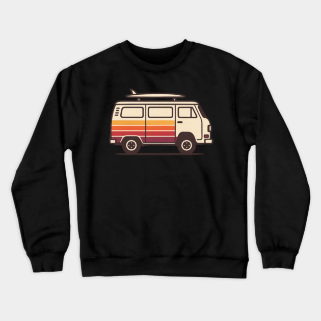 Retro Surf Van Vintage Beach Bus Graphic Crewneck Sweatshirt by ArtistTee ⭐⭐⭐⭐⭐