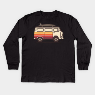 Retro Surf Van Vintage Beach Bus Graphic Kids Long Sleeve T-Shirt