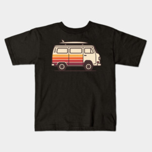 Retro Surf Van Vintage Beach Bus Graphic Kids T-Shirt