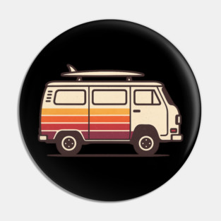 Retro Surf Van Vintage Beach Bus Graphic Pin