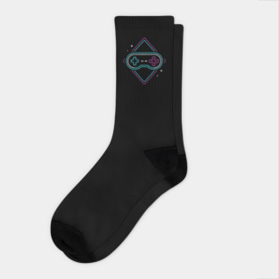 Neon Gamer Controller Retro Arcade Socks