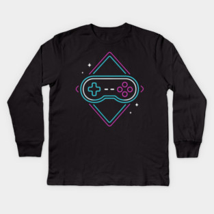 Neon Gamer Controller Retro Arcade Kids Long Sleeve T-Shirt