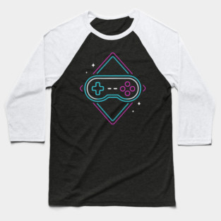 Neon Gamer Controller Retro Arcade Baseball T-Shirt