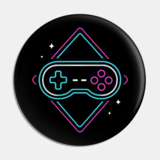 Neon Gamer Controller Retro Arcade Pin