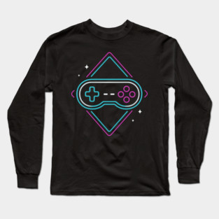 Neon Gamer Controller Retro Arcade Long Sleeve T-Shirt