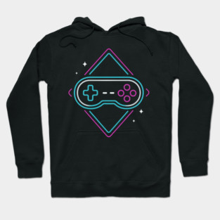 Neon Gamer Controller Retro Arcade Hoodie