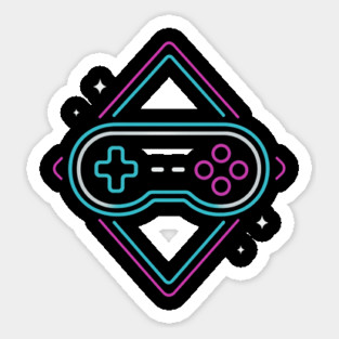 Neon Gamer Controller Retro Arcade Sticker