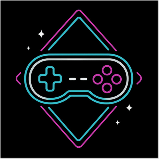 Neon Gamer Controller Retro Arcade Wall Art by ArtistTee ⭐⭐⭐⭐⭐