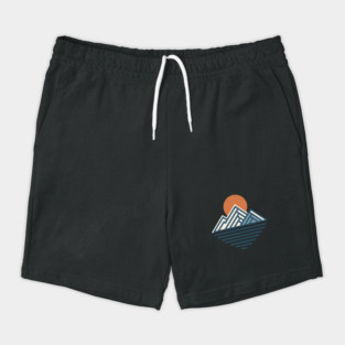 Minimal Mountain Sunset Line Art Shorts