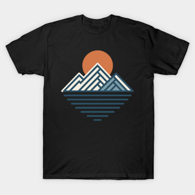 Minimal Mountain Sunset Line Art T-Shirt by ArtistTee ⭐⭐⭐⭐⭐