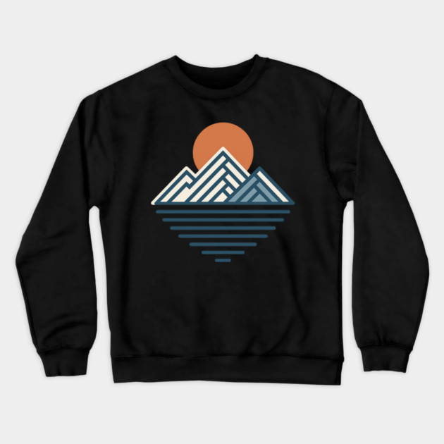 Minimal Mountain Sunset Line Art Crewneck Sweatshirt by ArtistTee ⭐⭐⭐⭐⭐