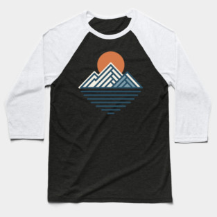 Minimal Mountain Sunset Line Art Baseball T-Shirt