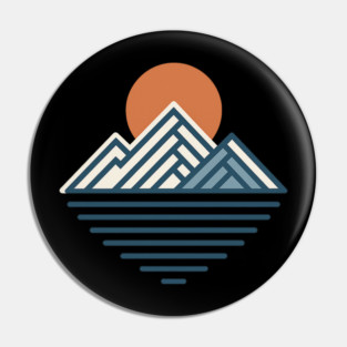 Minimal Mountain Sunset Line Art Pin