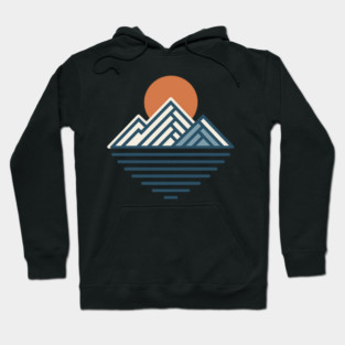 Minimal Mountain Sunset Line Art Hoodie