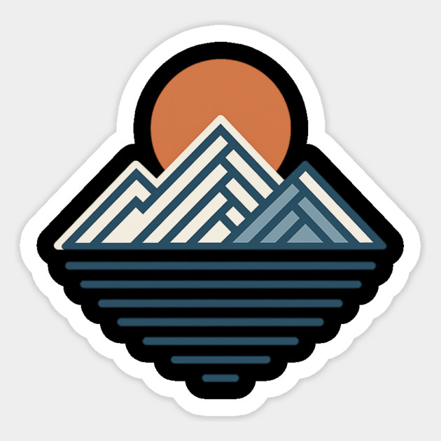 Minimal Mountain Sunset Line Art Sticker by ArtistTee ⭐⭐⭐⭐⭐