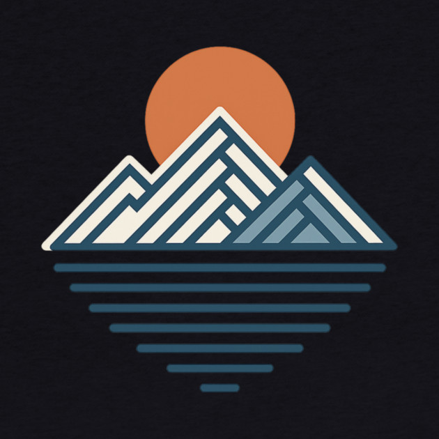 Minimal Mountain Sunset Line Art by ArtistTee ⭐⭐⭐⭐⭐