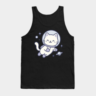Kawaii Space Cat Astronaut Tank Top