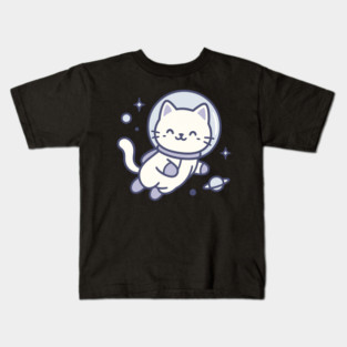 Kawaii Space Cat Astronaut Kids T-Shirt