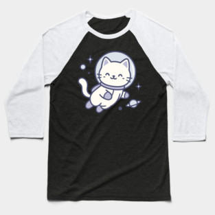 Kawaii Space Cat Astronaut Baseball T-Shirt