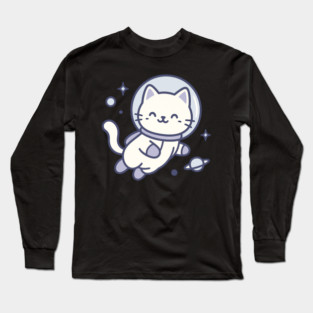 Kawaii Space Cat Astronaut Long Sleeve T-Shirt